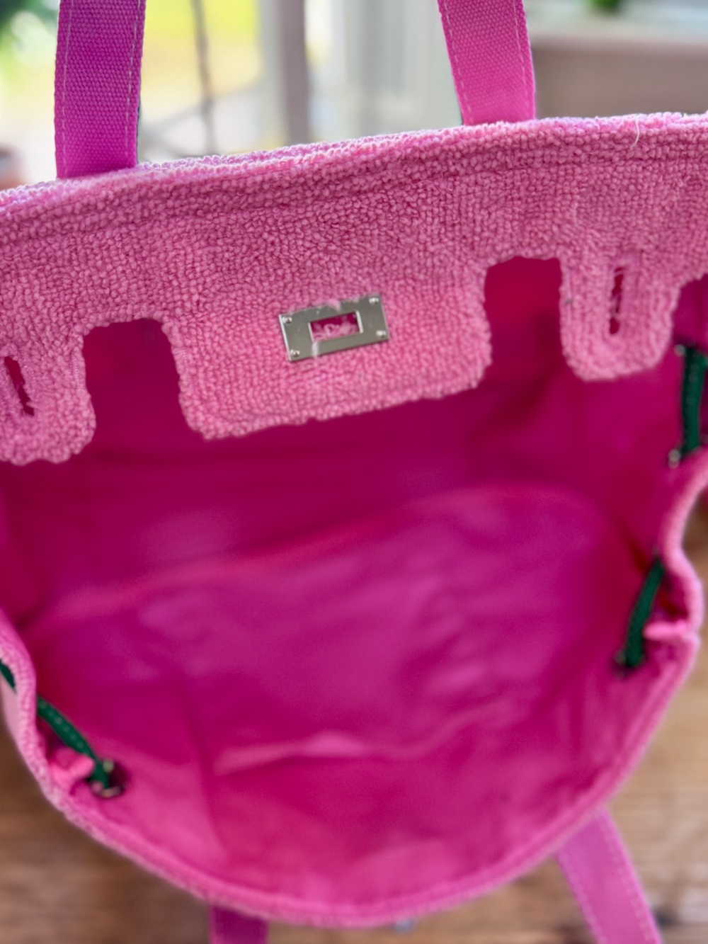 Pink and Green TikTok Viral Sunwin Terry Cloth Mini Tote | NWT - Picture 10 of 11